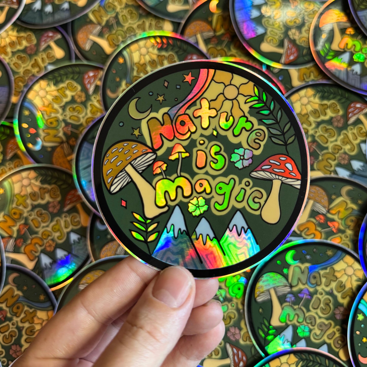 Nature Is Magic Holographic Sticker