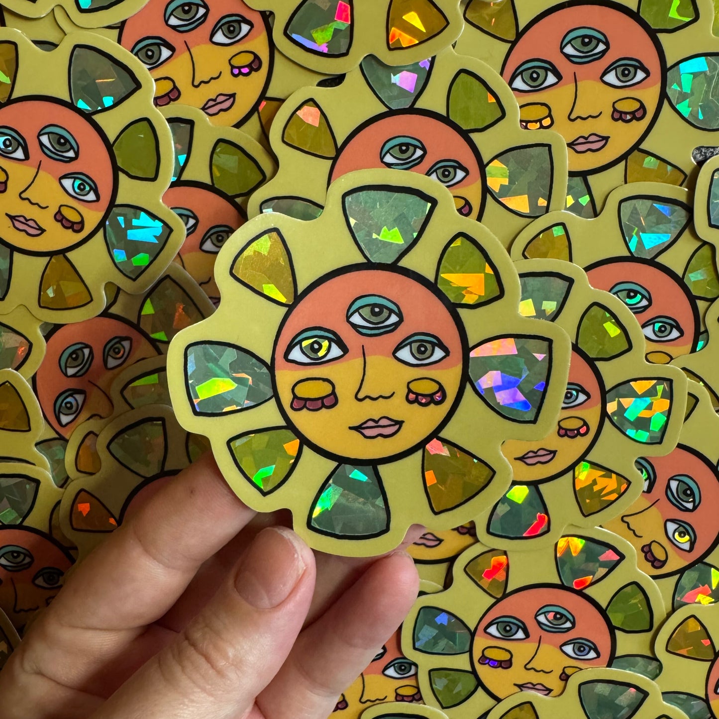 Groovy Sun Holographic Sticker
