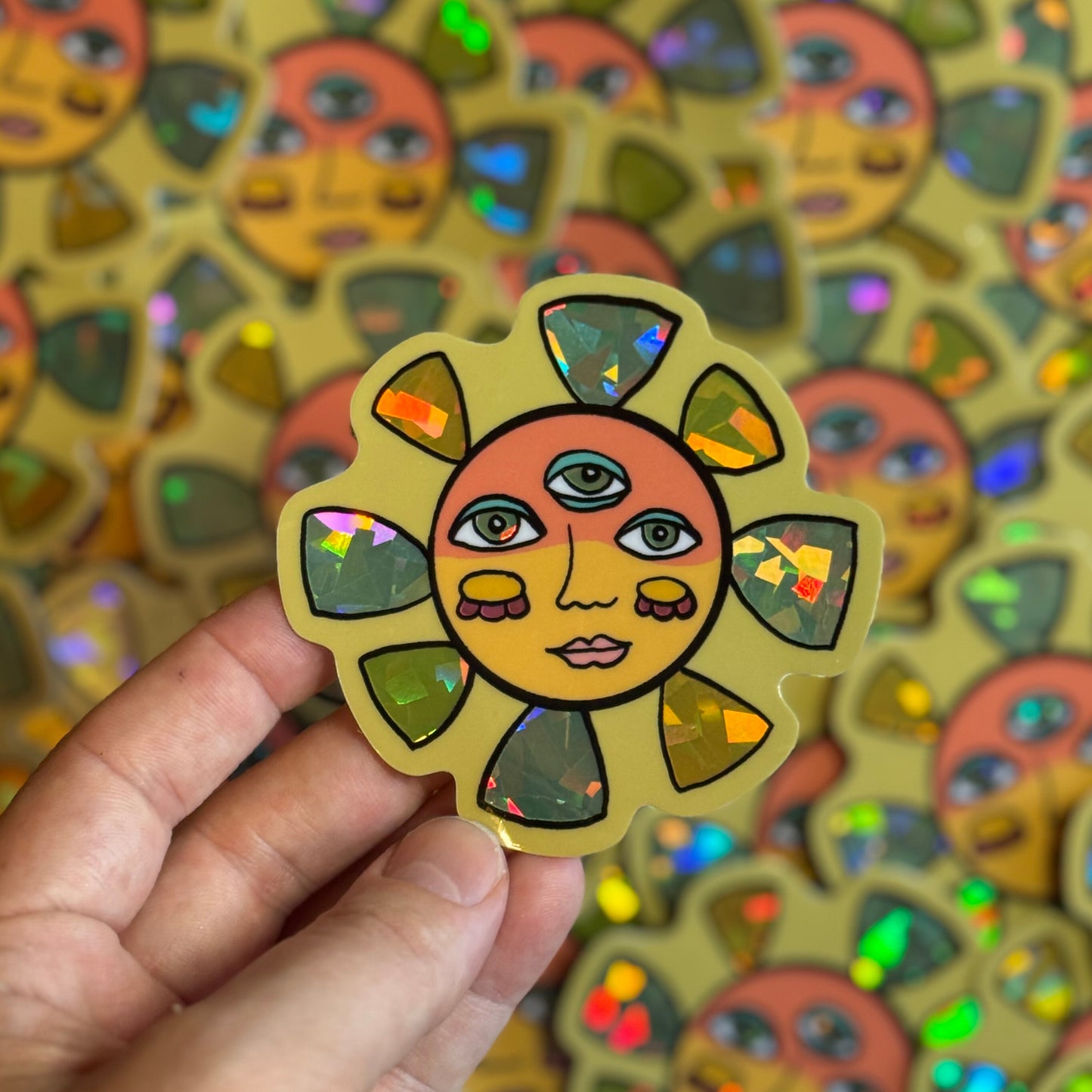 Groovy Sun Holographic Sticker