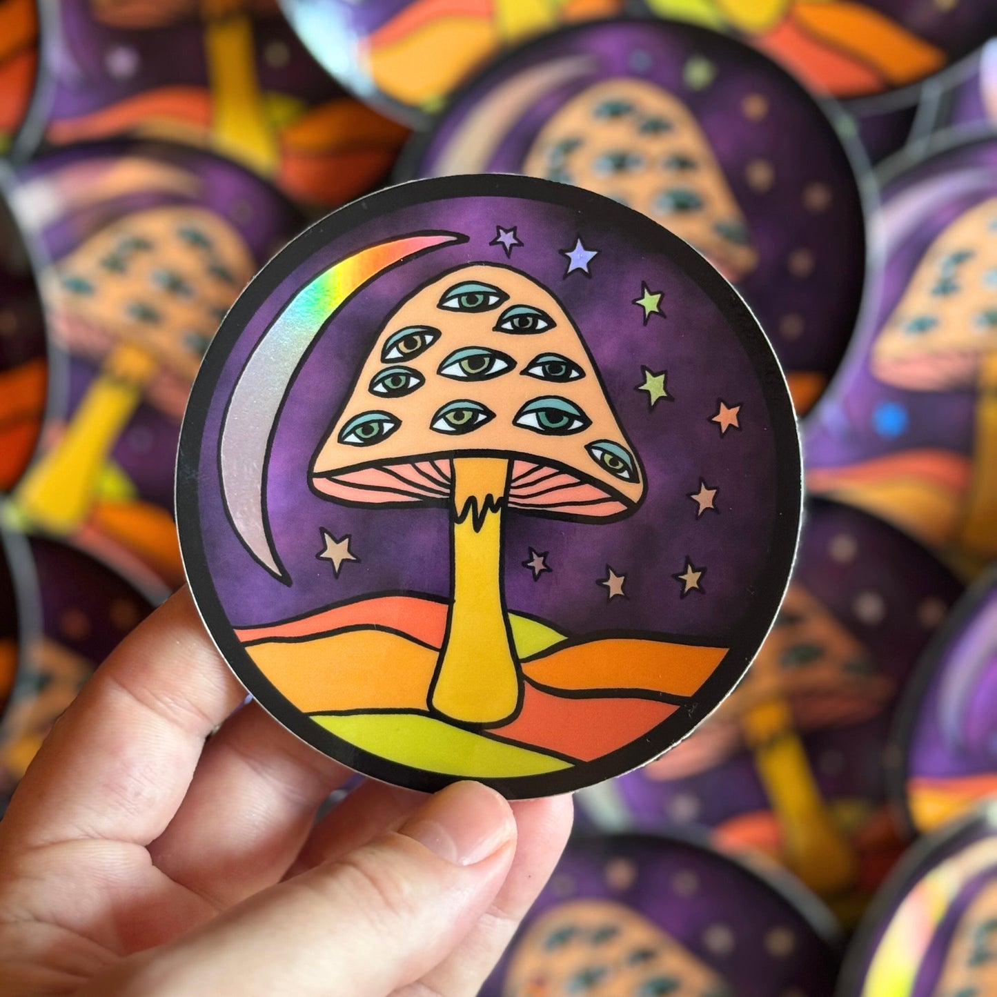 Mushroom Holographic Sticker