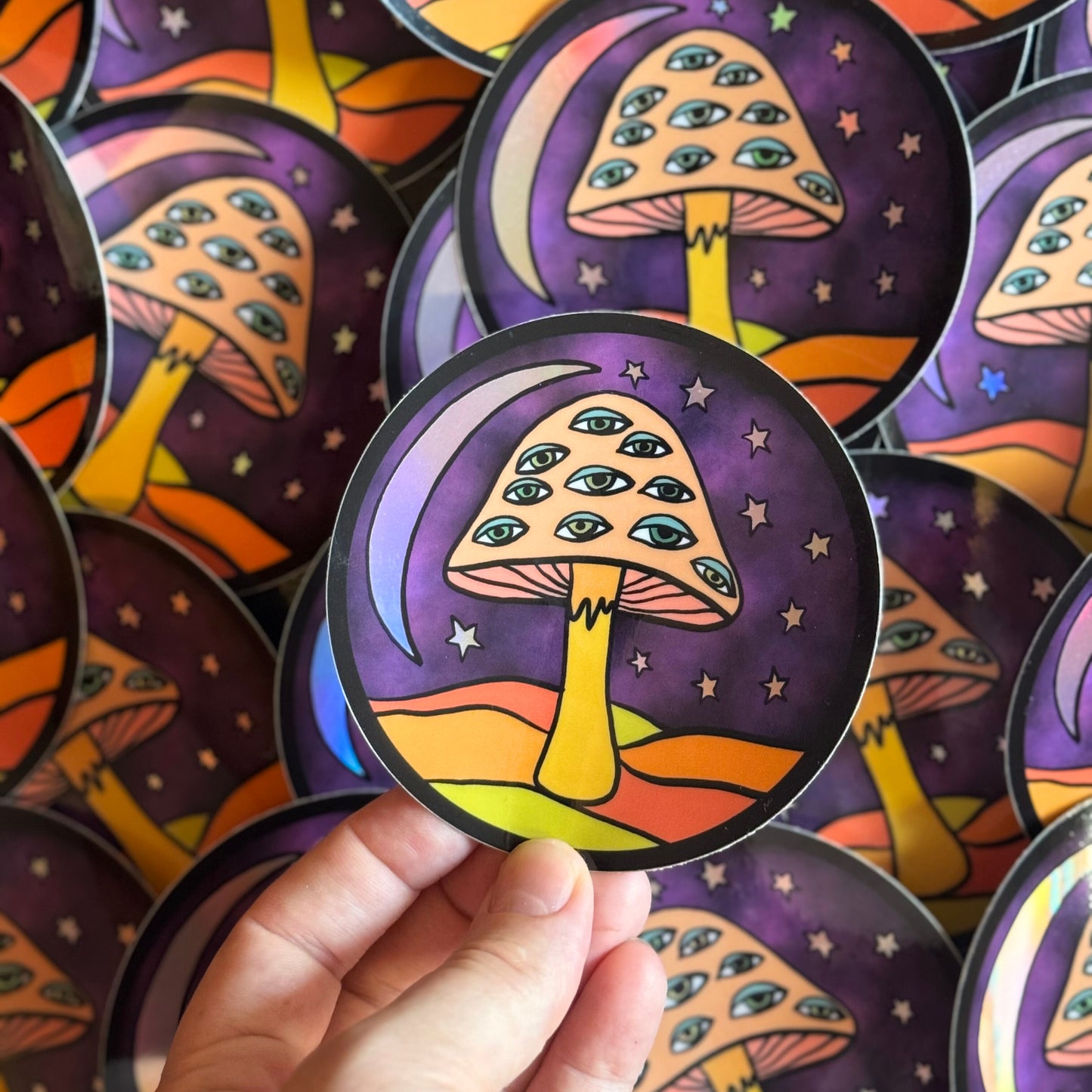 Mushroom Holographic Sticker