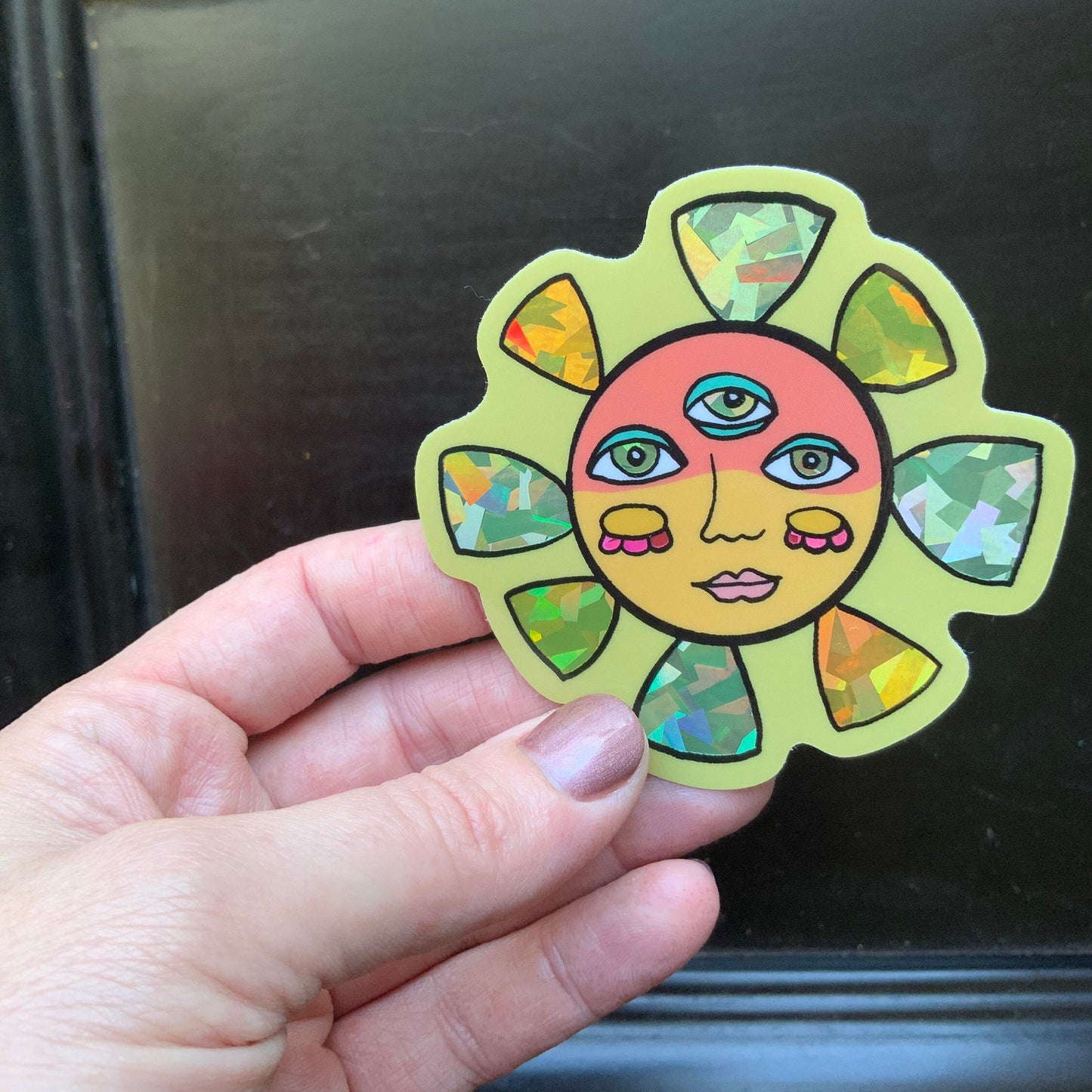 Groovy Sun Holographic Sticker