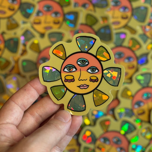 Groovy Sun Holographic Sticker
