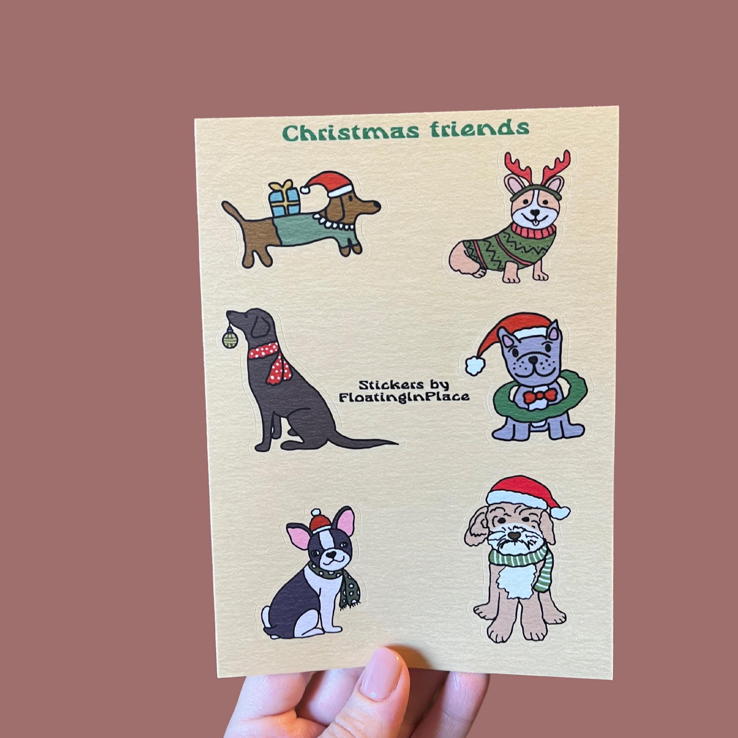 Christmas Dogs Sticker Sheet