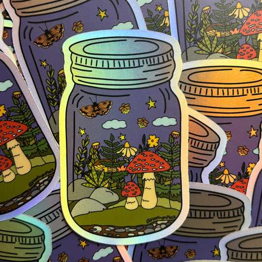 Dreamy Woodland Mason Jar Sticker
