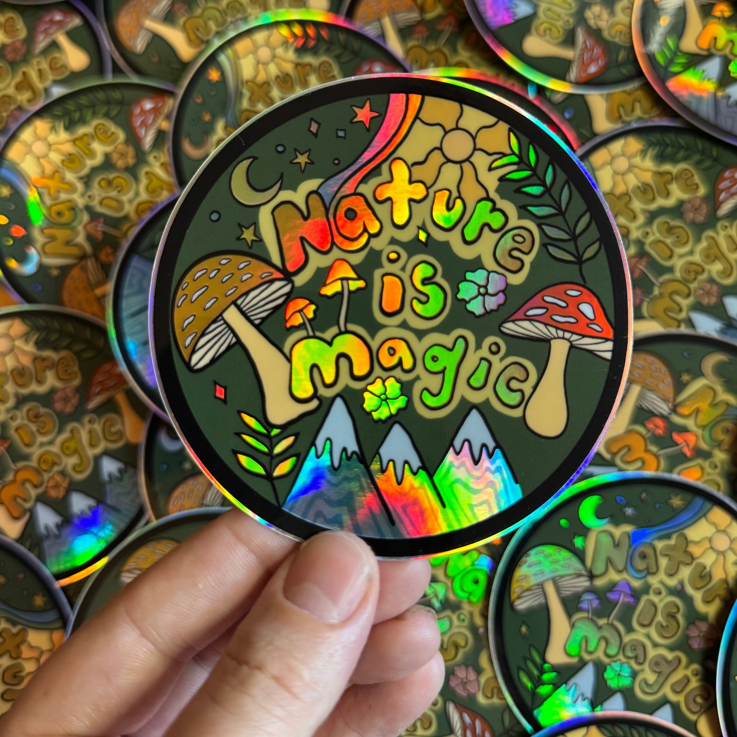 Nature Is Magic Holographic Sticker
