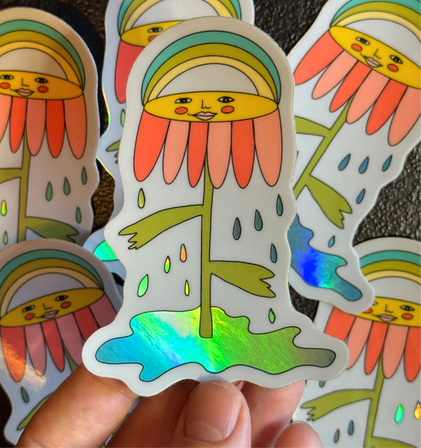 Funky Flower Holographic Sticker