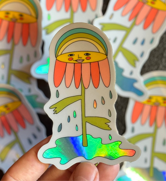 Funky Flower Holographic Sticker