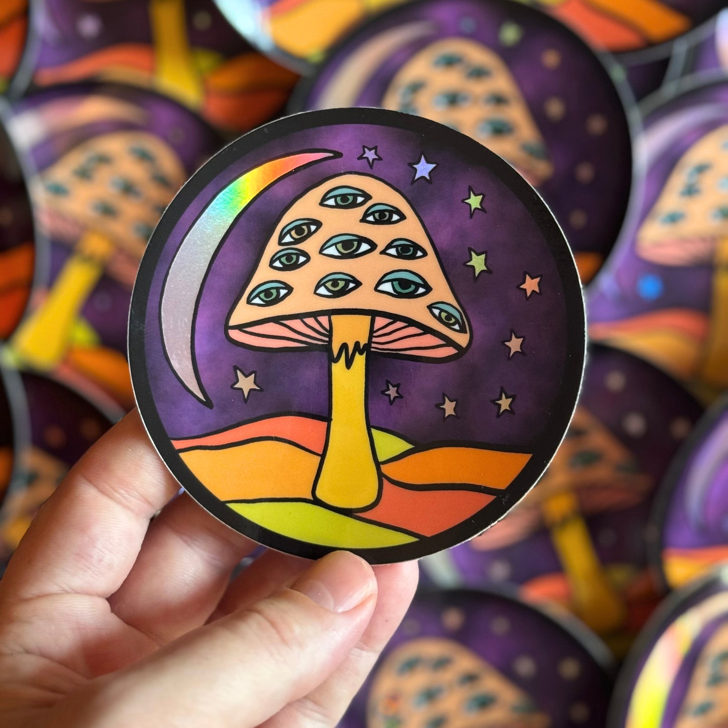 Mushroom Holographic Sticker