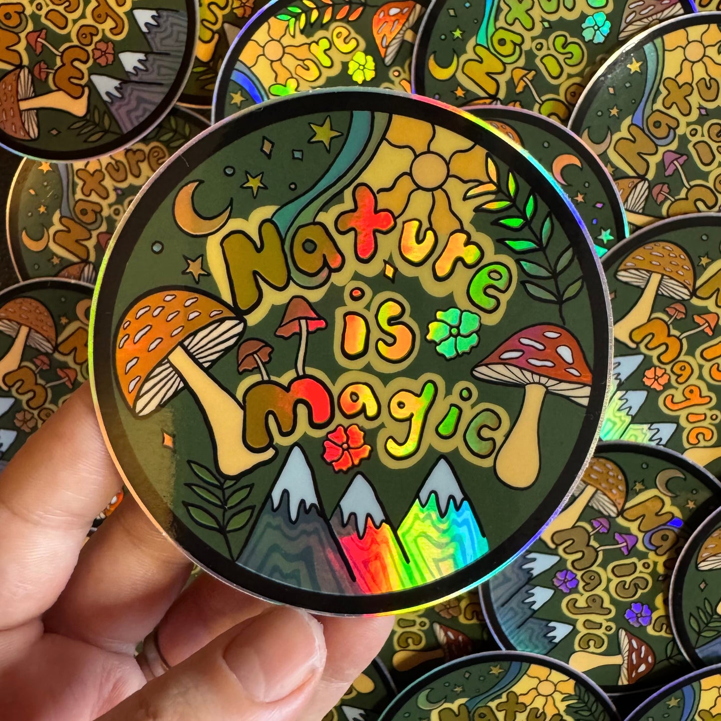 Nature Is Magic Holographic Sticker