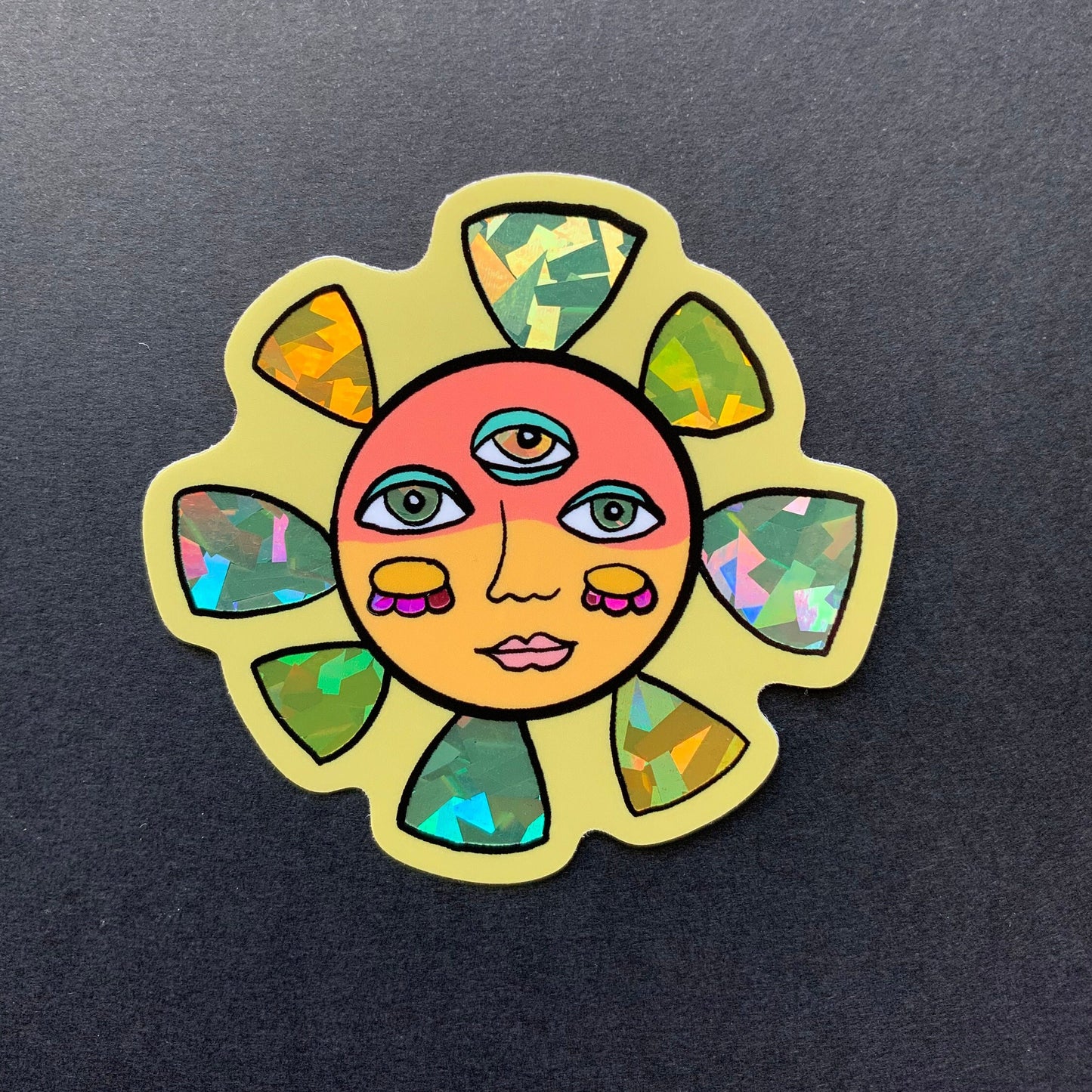 Groovy Sun Holographic Sticker