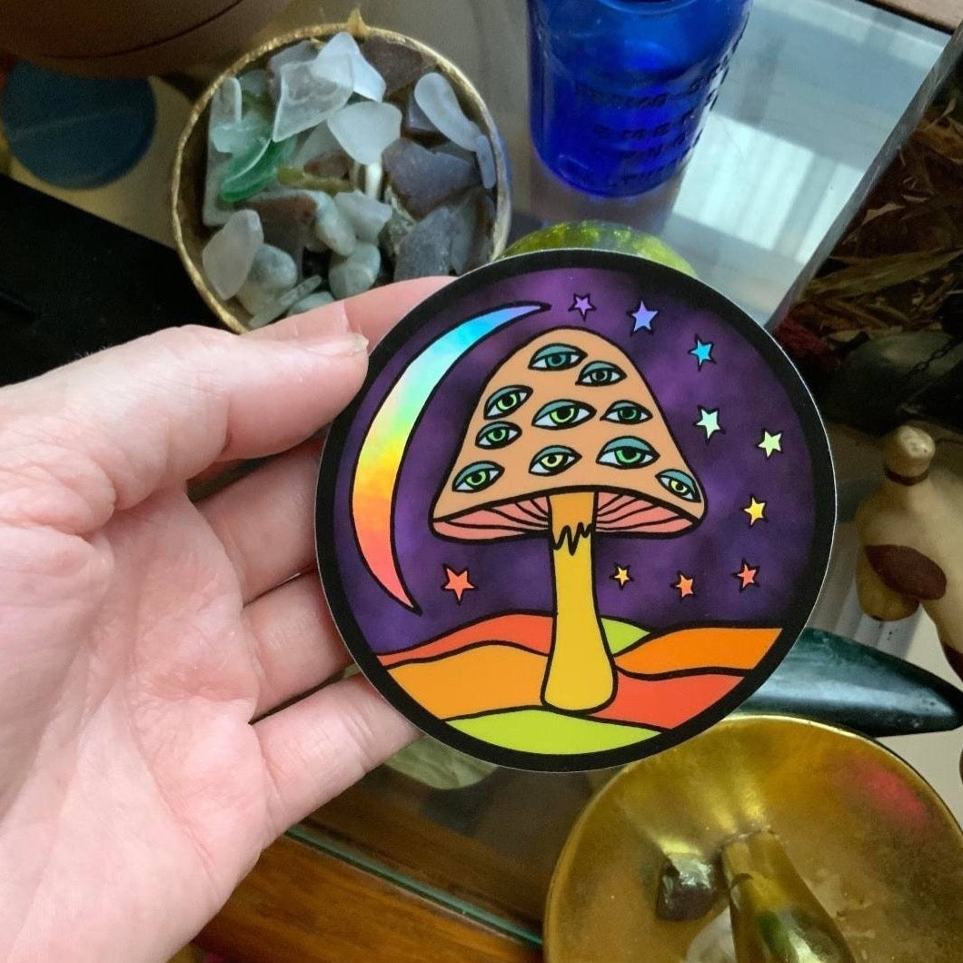 Mushroom Holographic Sticker