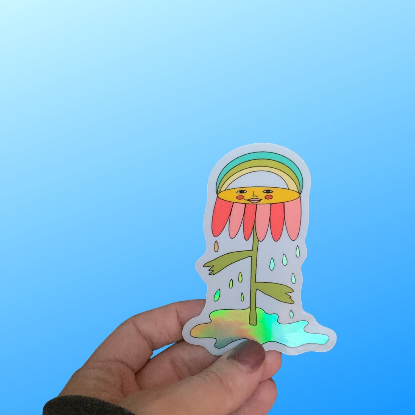 Funky Flower Holographic Sticker